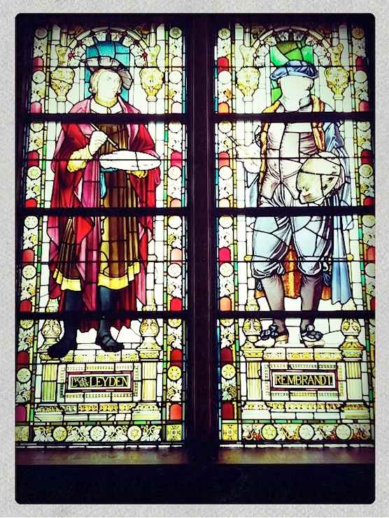 Amsterdam's Rijksmuseum shows Rembrandt in stained glass.