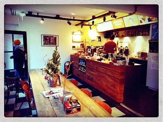 Great coffee, delicious apple pie and good music. Go to coffee shop Quartier Putain in Amsterdam.