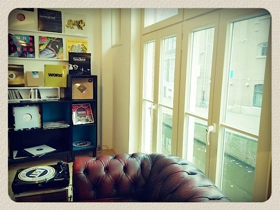 This store has it all: A Chesterfield, a turn table, vinyl records, lovely view..
