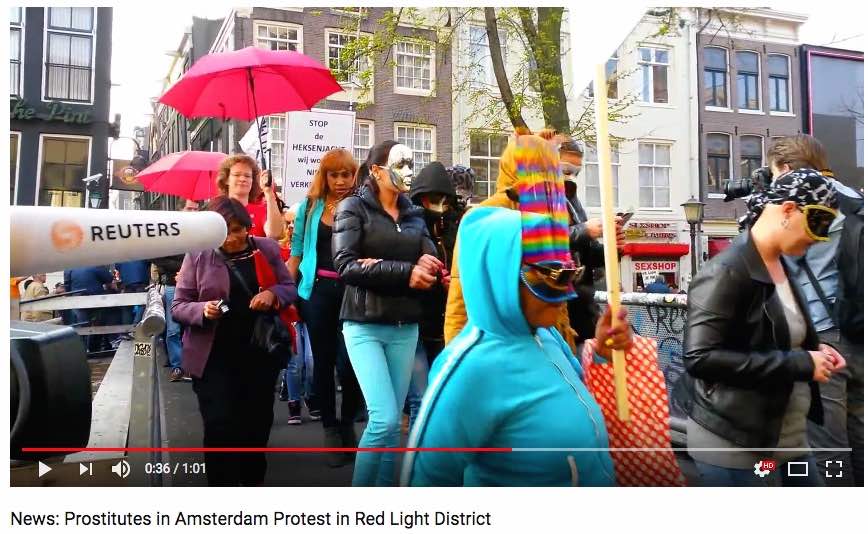 Protests against Red Light District brothels with sex dolls
