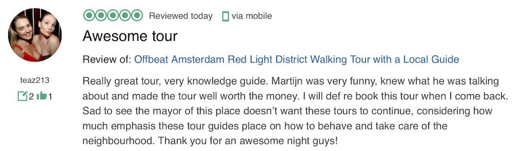 Review Amsterdam Red Light District Tour