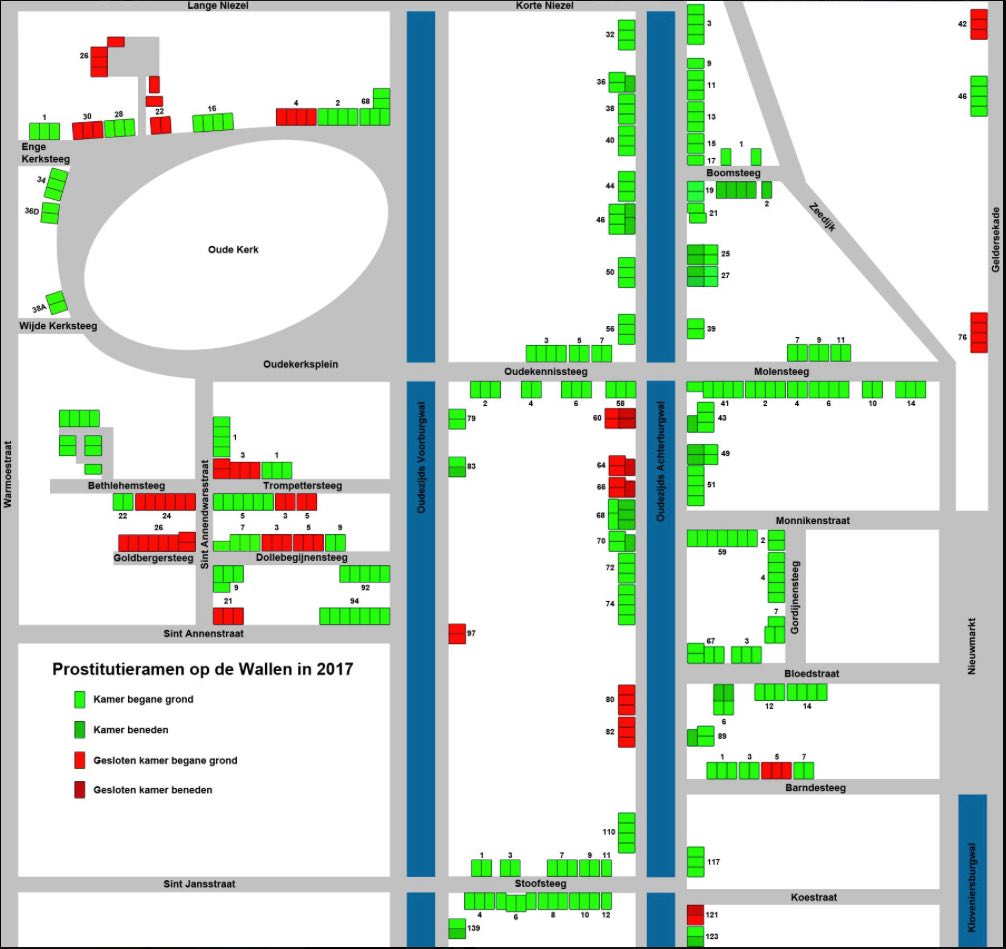 Amsterdam Red Light District Windows Map