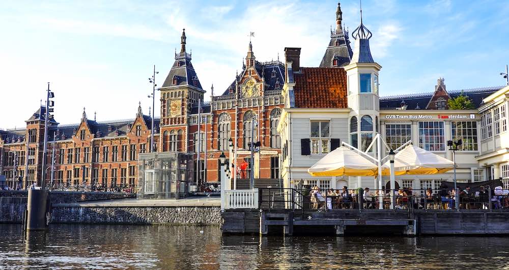 Central Station in Amsterdam from the water-side
