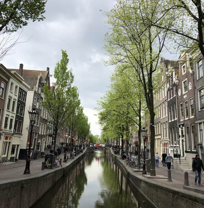 Amsterdam Red Light District during the day on Oudezijds Achterburgwal